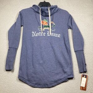 Notre Dame Tunic Hoodie Women's Small Blue Gray Cowl Neck Retro Brand NEW